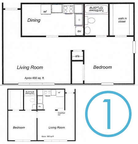 1 Bedroom Floor Plan 